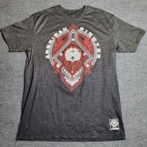 American Fighter Graphic T-Shirt Men's 2XL Gray Red Buckle Overcome All Odds